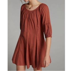 Anthropologie Daily Practice Molly Mini Dress Boho Indie Burnt Orange Spring